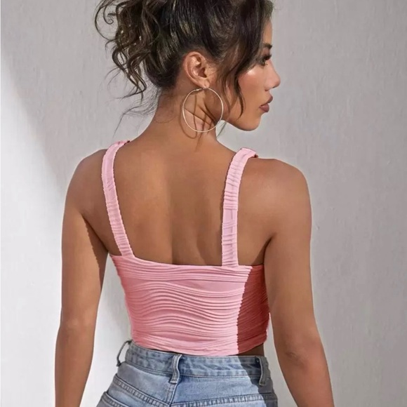 Pink Ruched Chain Strap Top - Picture 2 of 2